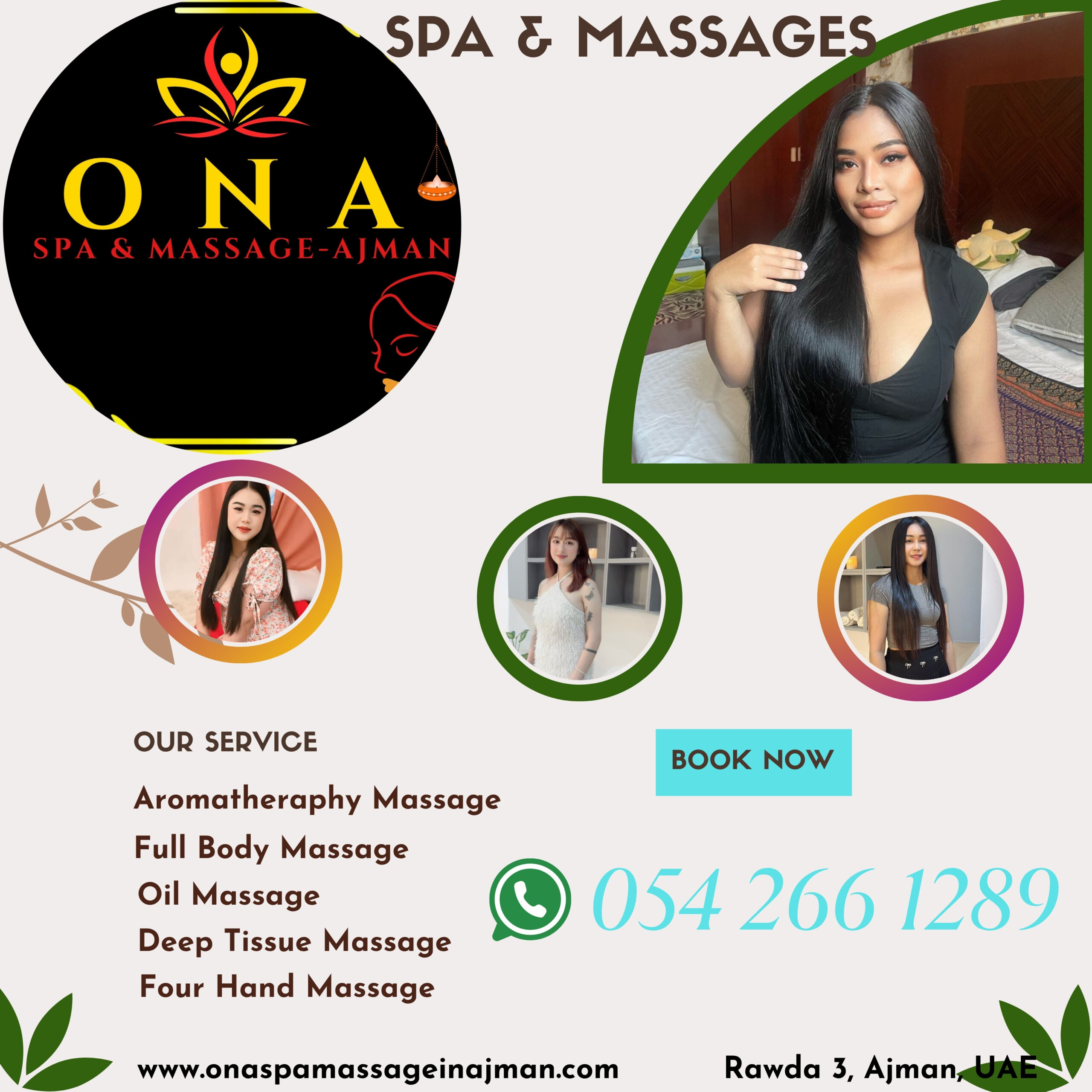 Luxury four hand massage in Ajman at Nirona Spa with two therapists working in harmony