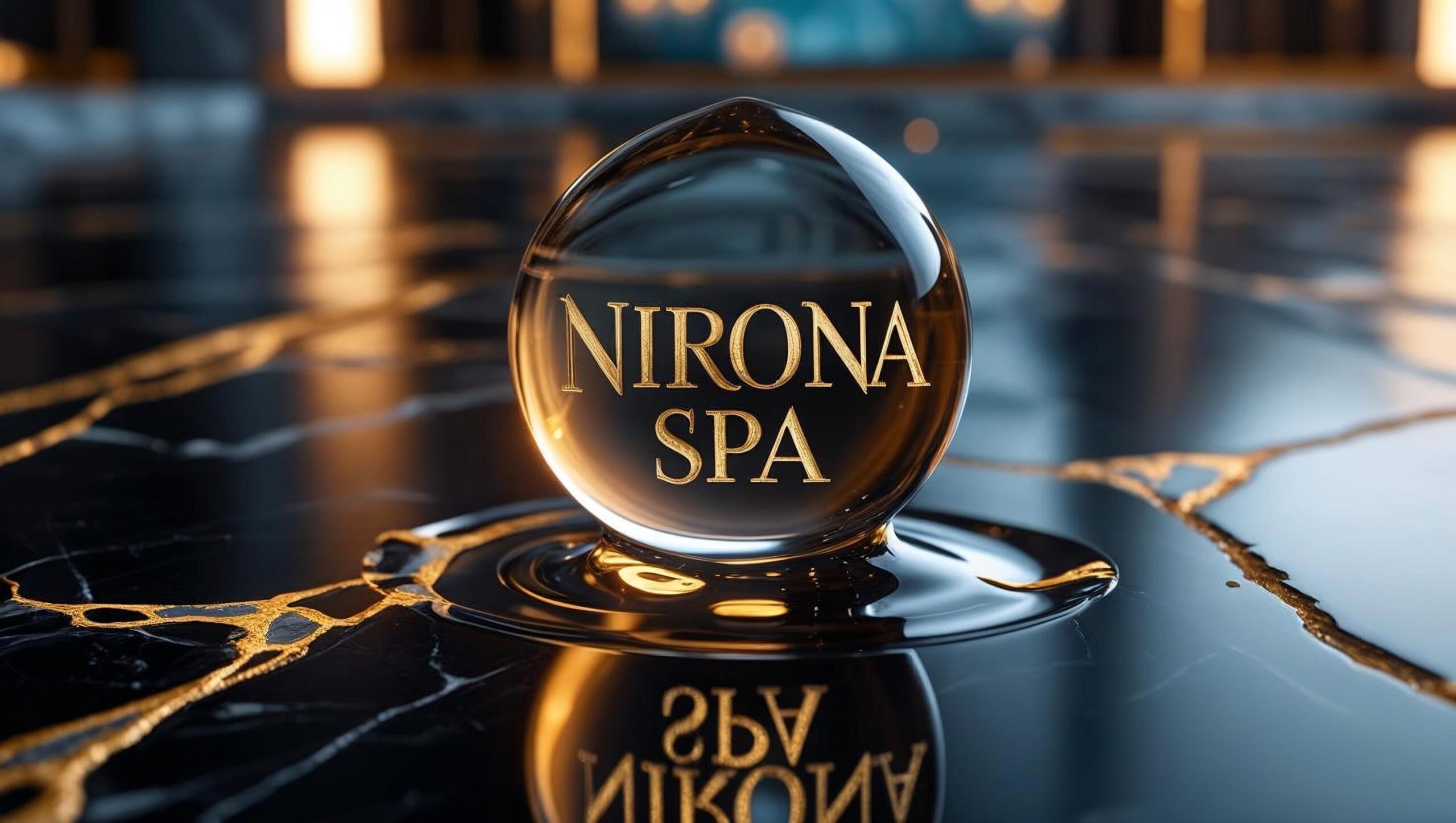 Luxury black and gold massage room at Nirona Spa Ajman