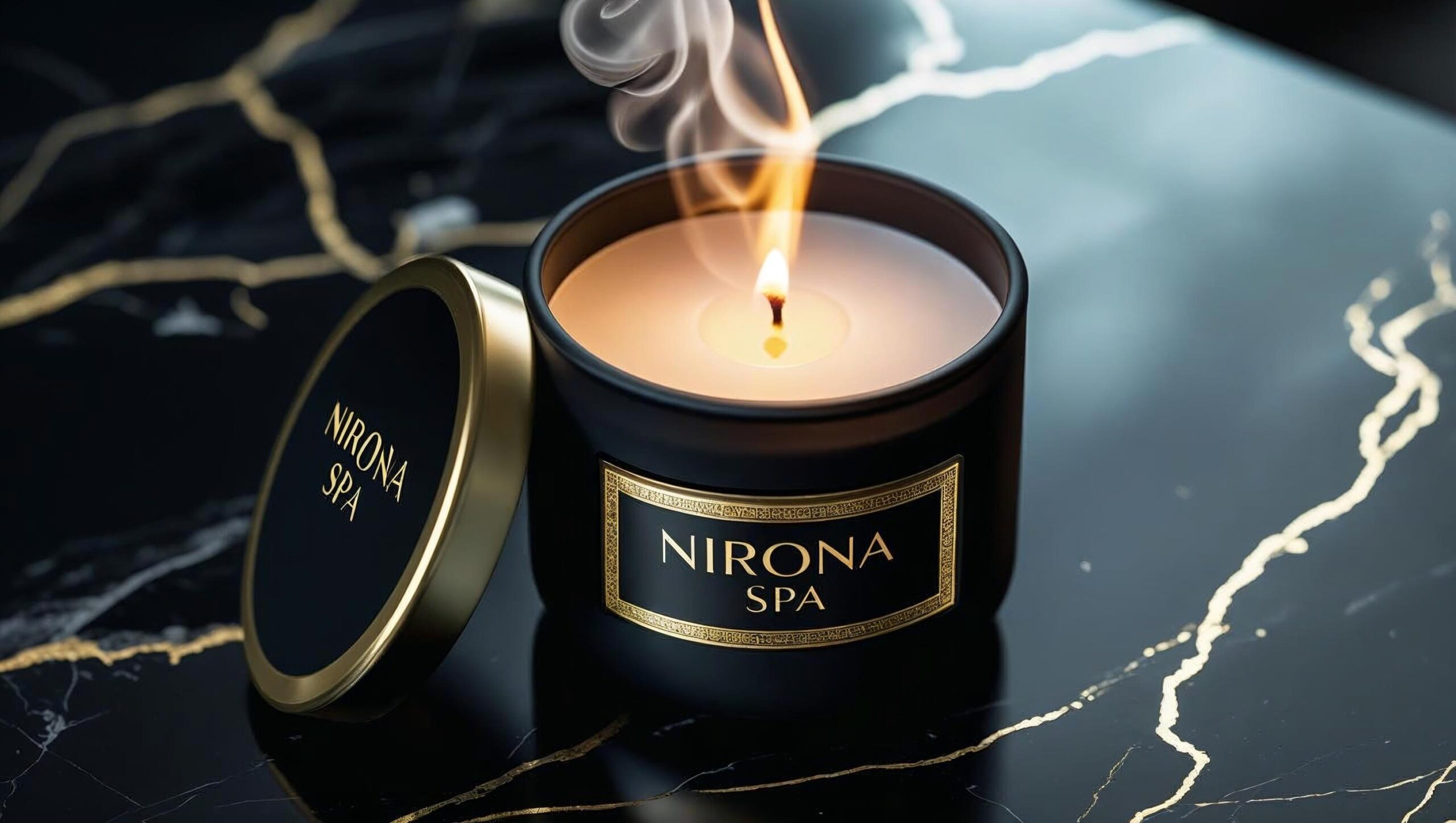 Luxury black and gold massage room at Nirona Spa Ajman
